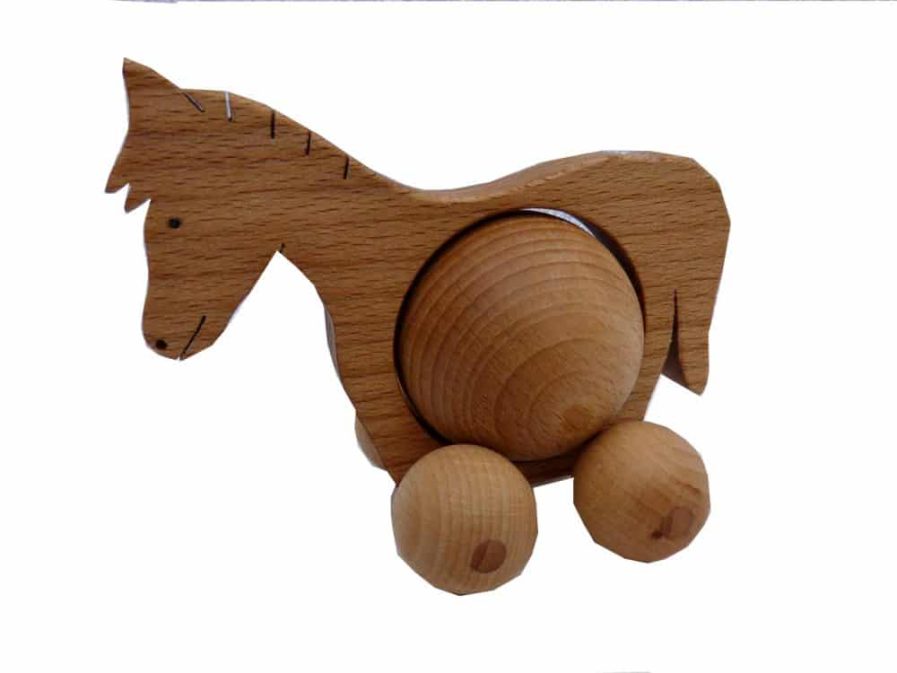 WOODEN ROLLING HORSE TOY - KIDS / CHILDREN / TOYS